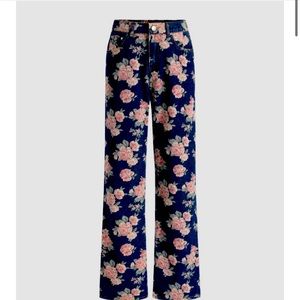 CIDER floral straight leg jeans NWT